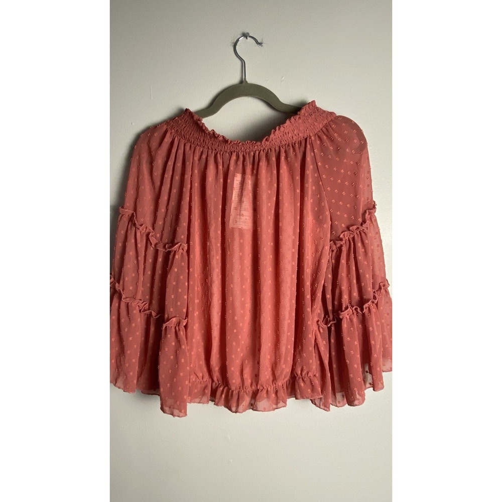 Women's BOHO Festival Sheer Top Flowy Off-Shoulder Cottagecore Polkadots‎ - NWT - Picture 6 of 9